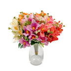 Bouquet de 10 fleurs artificielles de Cattleya, style champêtre, 30 cm, tissu soyeux, décoration intérieure