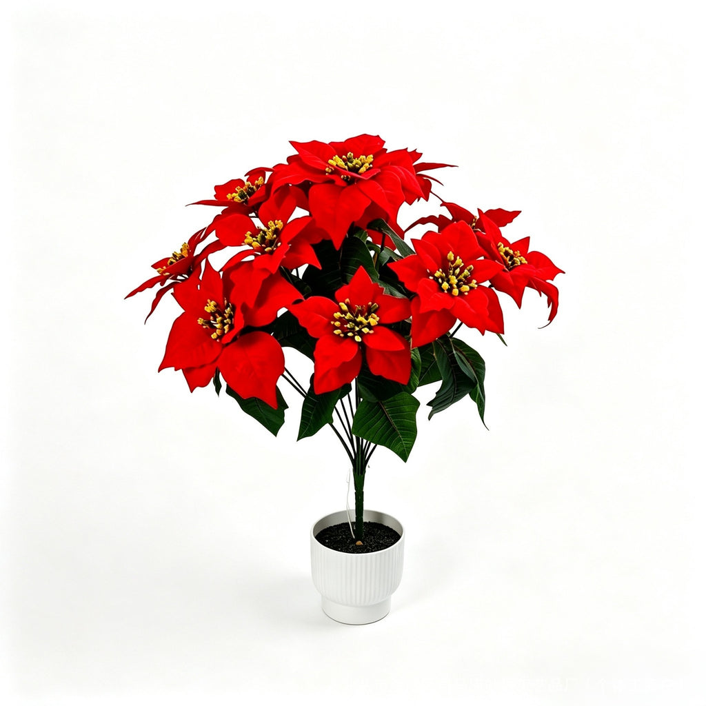 Bouquet de 12 fleurs artificielles Poinsettia, 50 cm, idéal pour mariages et décorations de Noël