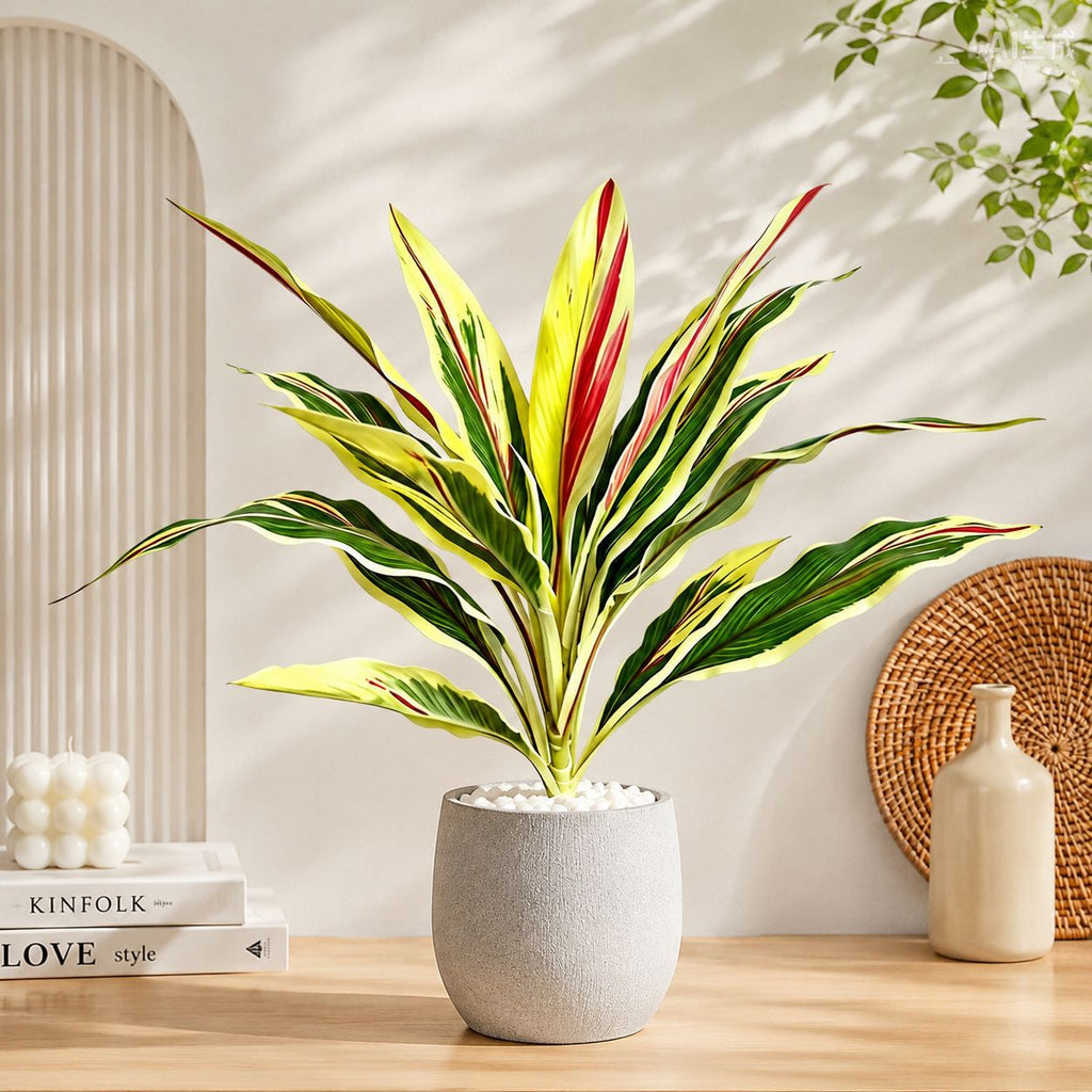 Plante Artificielle en Plastique, Fougère et Colocasia, 55 cm, Décoration Intérieure et Extérieure
