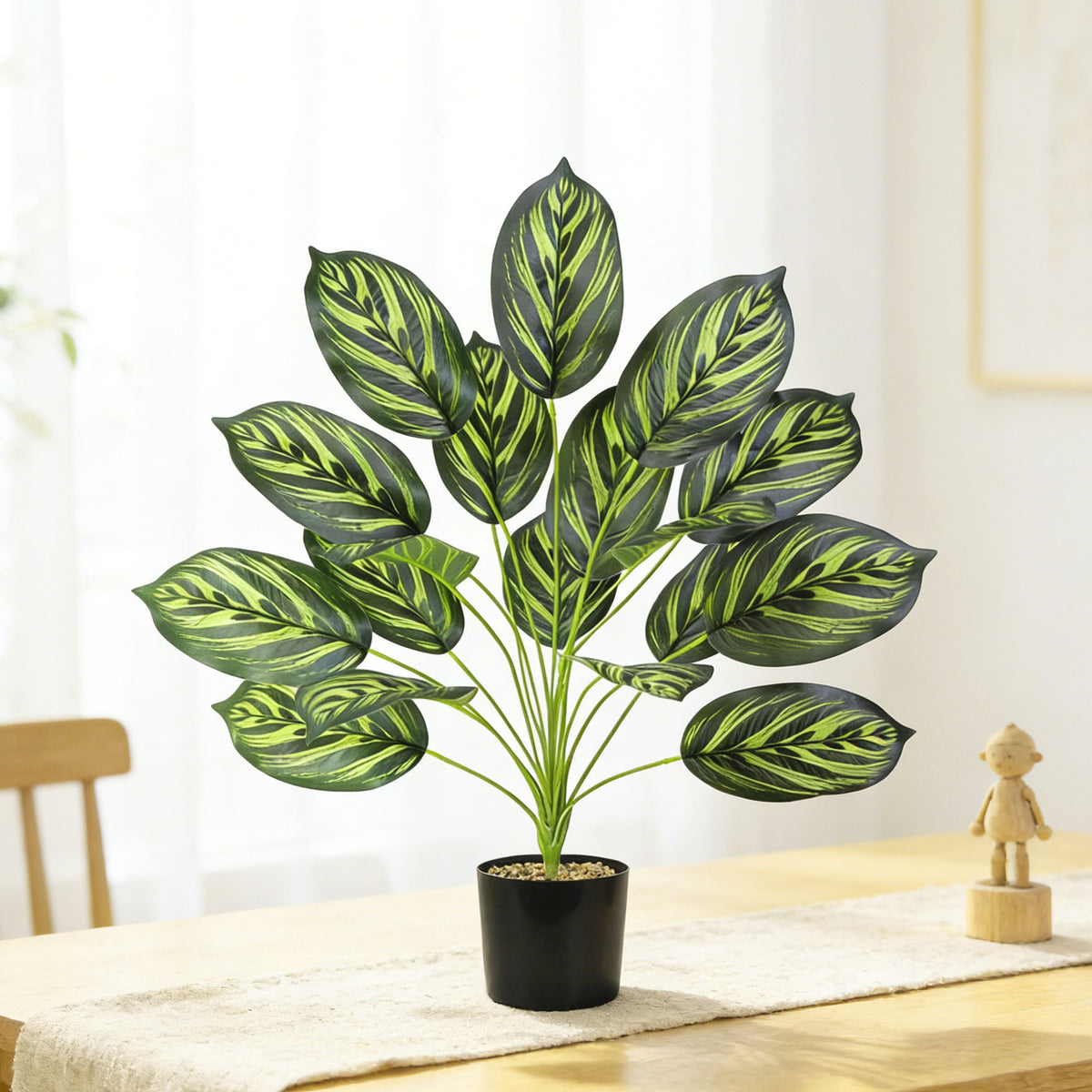 Plante artificielle en pot, feuilles de Caladium, 43 cm, décoration intérieure élégante