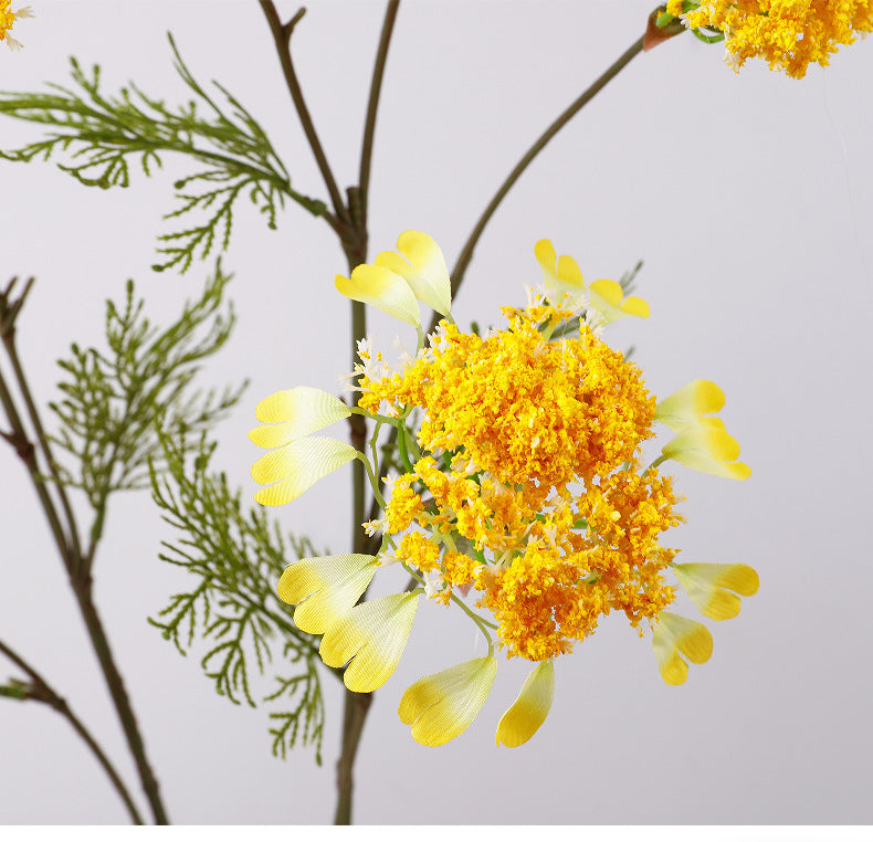 Branche unique de fleurs artificielles pissenlit et perles de neige, 96 cm, tissu soyeux, idéal pour mariages et décoration intérieure