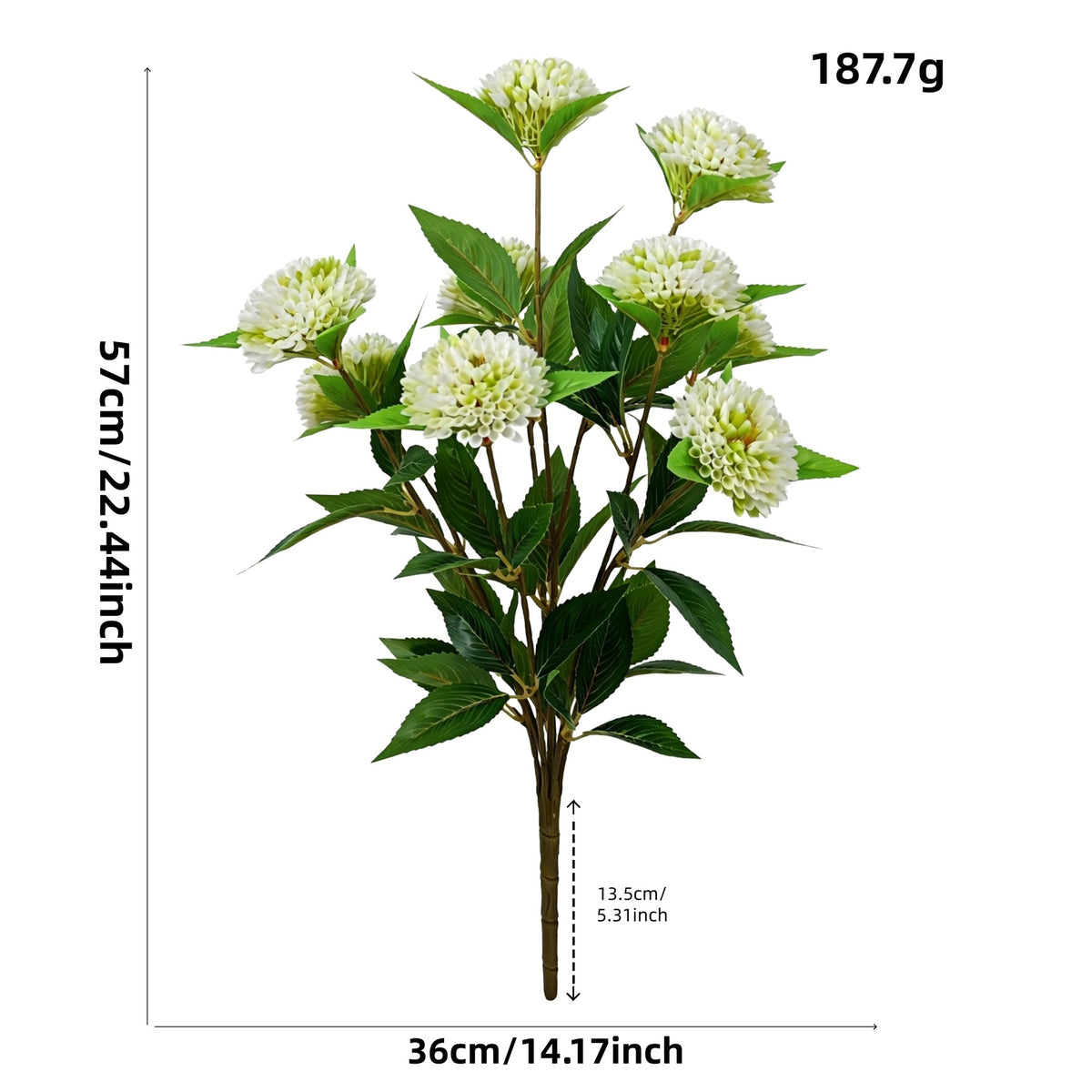 Bouquet de Chrysanthèmes Pompons Artificiels, 57 cm, 9 Fleurs, Décoration Élégante pour Mariage, Bureau ou Maison