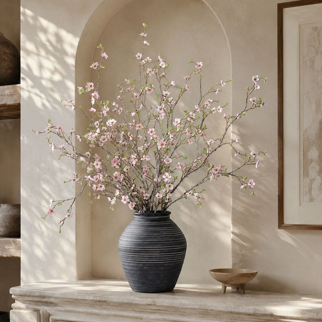 Branche de fleurs artificielles Chimonanthus (faux mimosa), 110 cm, blanc/rose/orange, décoration intérieure élégante, mariage, hôtel, maison