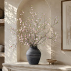 Branche de fleurs artificielles Chimonanthus (faux mimosa), 110 cm, blanc/rose/orange, décoration intérieure élégante, mariage, hôtel, maison