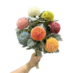 Fleur artificielle Chrysanthème Boule, Tige Unique, 37 cm, Polyester Soie, Décoration Intérieure, Mariage, Bureau