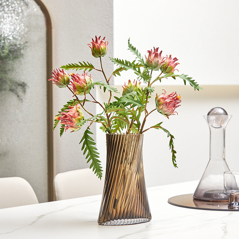 Fleur artificielle de Chardon-Marie à deux têtes, longueur 30 cm, décoration intérieure, style rustique et tropical