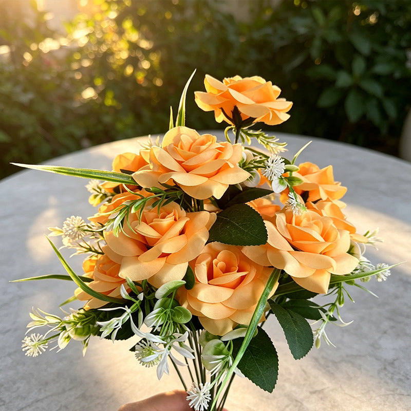 Bouquet de 18 roses artificielles réalistes 40 cm, décoration élégante pour mariage, maison, extérieur, commerce