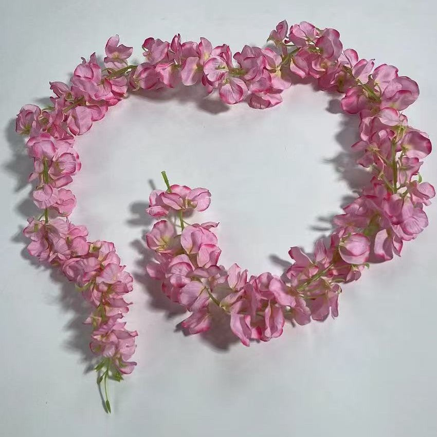 Guirlande de glycine artificielle en tissu soyeux, 150 cm de long, 168 fleurs, pour mariage, décoration intérieure et extérieure