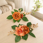Fleurs artificielles roses, bouquet de 3 fleurs, 24 cm, style rétro, idéal pour mariages et décoration intérieure