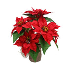 Plante artificielle Poinsettia (34 cm) avec pot, décoration de Noël élégante pour intérieur et extérieur