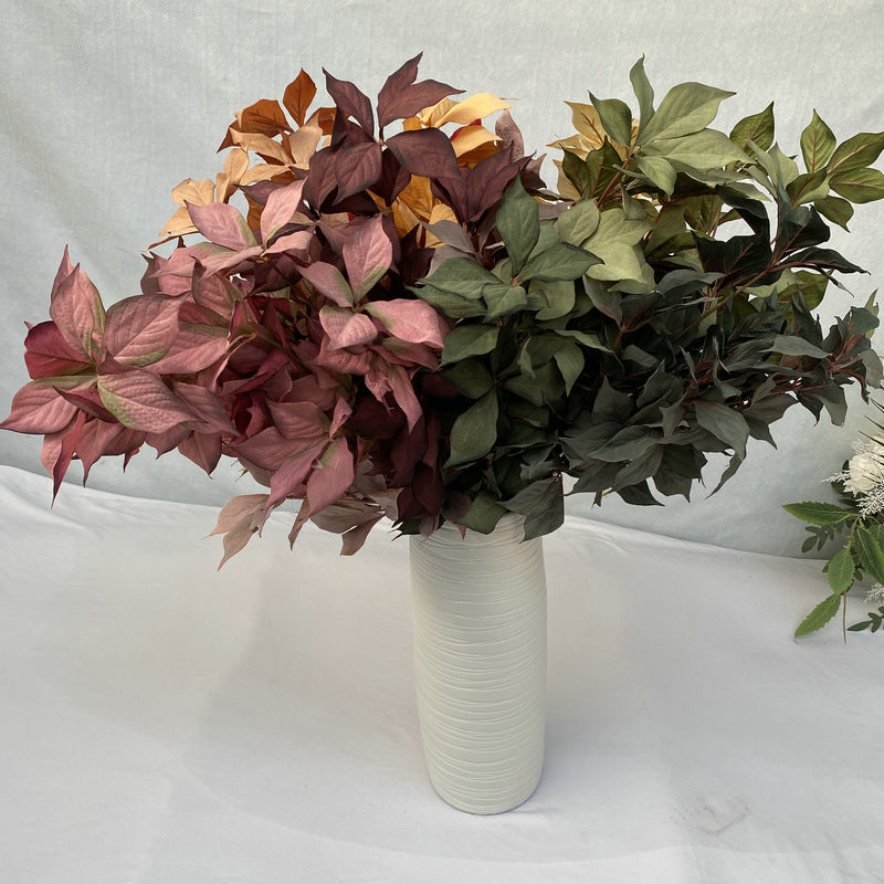 Feuille de Noisetier Artificielle, Tige Unique, 65 Feuilles, 100 cm, Velours, Décoration Élégante pour Mariage et Intérieur