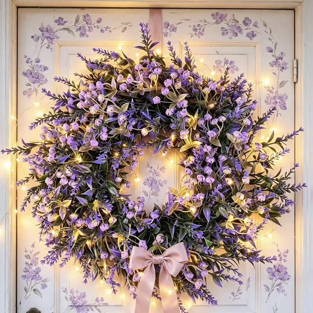 Couronne artificielle de gypsophile et lavande, 30 cm, décoration intérieure, mariage, bureau