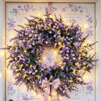 Couronne artificielle de gypsophile et lavande, 30 cm, décoration intérieure, mariage, bureau