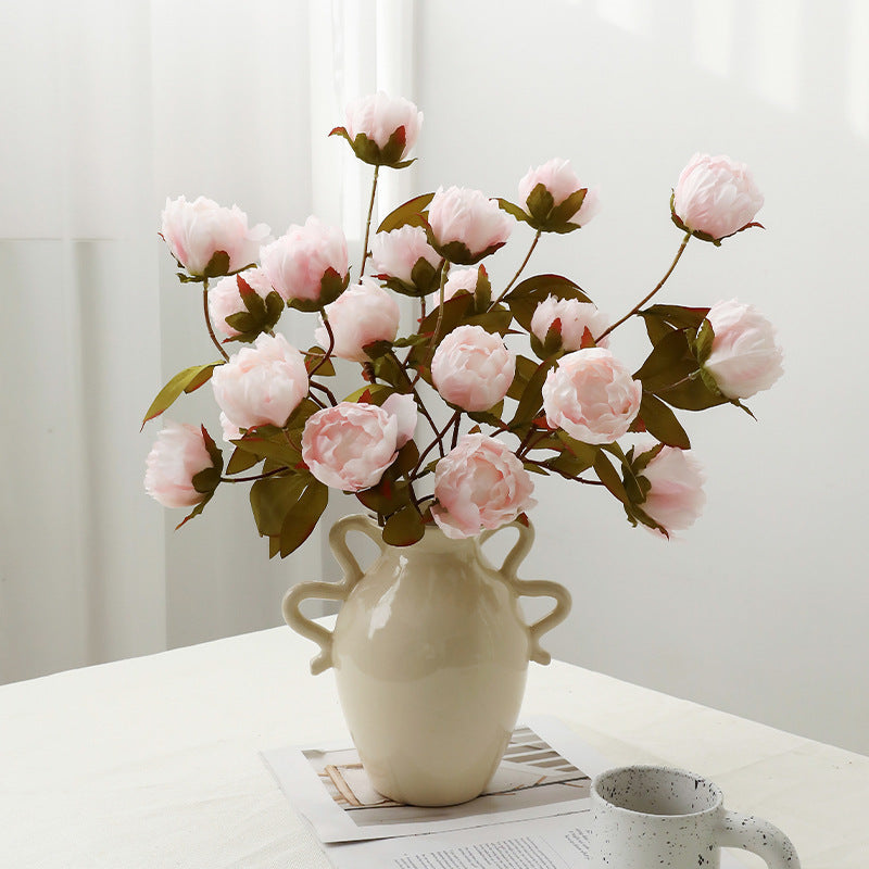 Bouquet de pivoines artificielles en soie, 4 fleurs, 73 cm, décoration élégante pour mariage, intérieur et extérieur