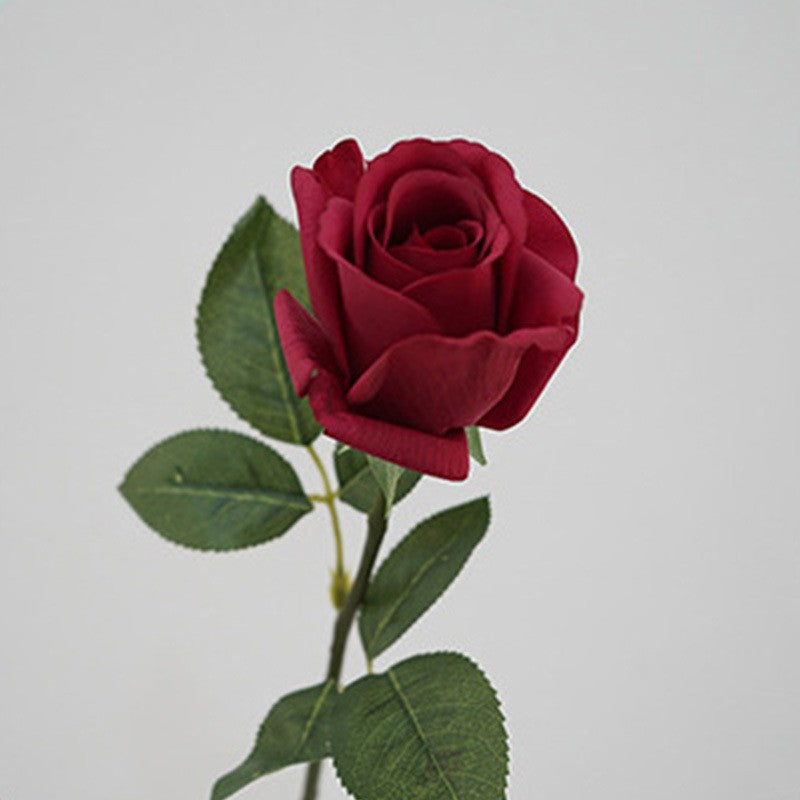 Rose artificielle en tissu soyeux 47 cm, tige unique avec 1 fleur de 8,5 cm, décoration élégante pour mariage, intérieur, vitrine
