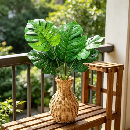 Plante Artificielle 9 Têtes de Monstera, Feuillage Réaliste pour Décoration Intérieure et Extérieure, Mariage, Événements