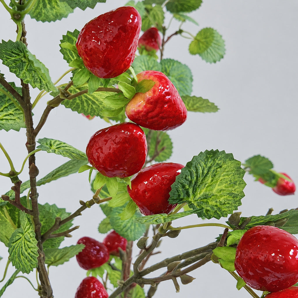 Tige de fraises artificielles avec baies sauvages, 90 cm, décoration intérieure et mariage