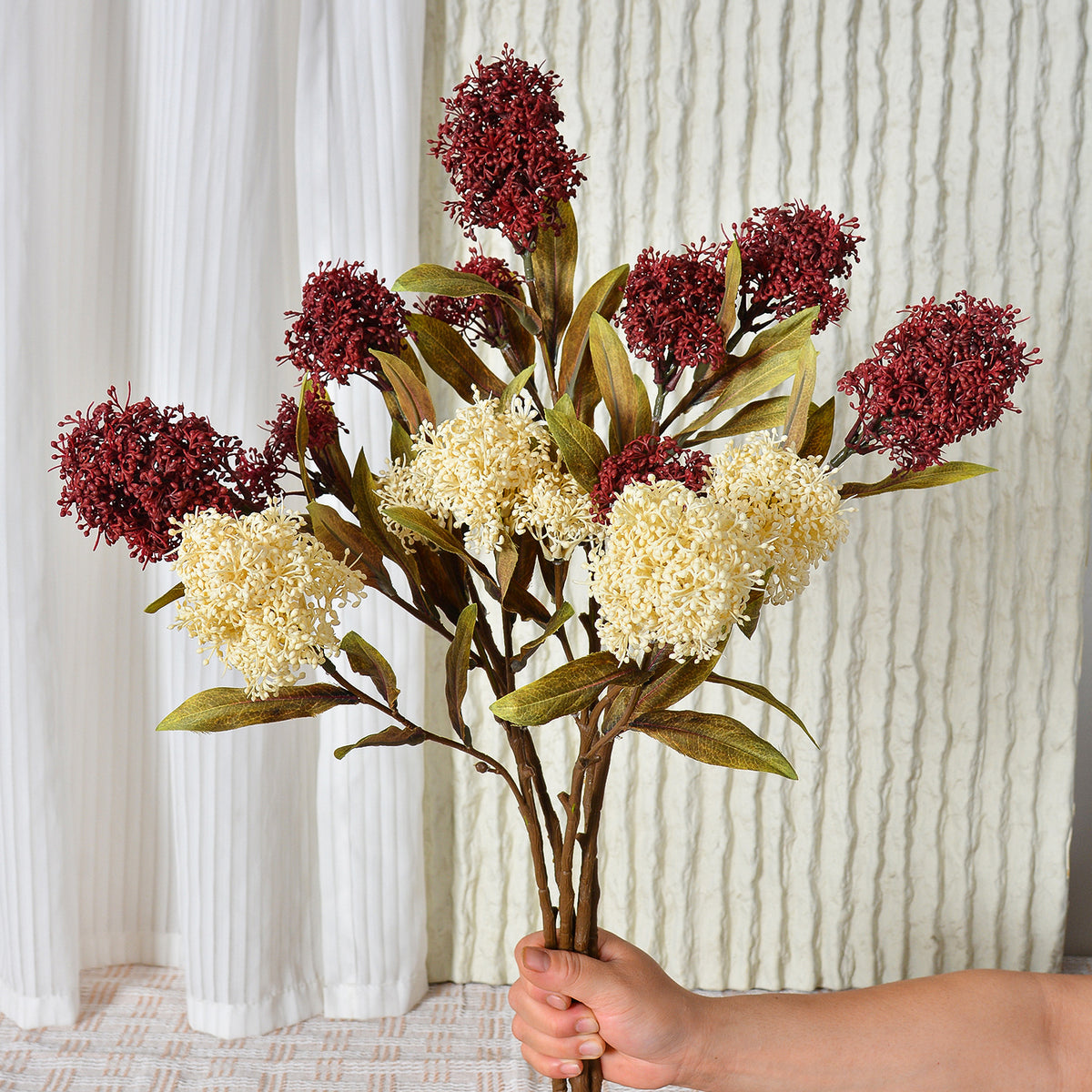 Tige unique d'arum antique en plastique, 3 fleurs, 58 cm, décoration int/ext pour mariage, commerce, maison