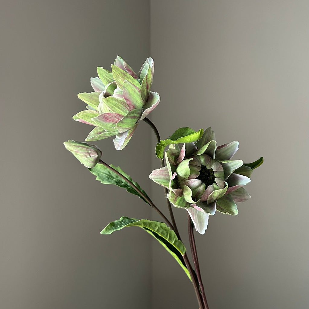 Fleur artificielle chic, tige unique avec 2 fleurs d'Artichaut et d'Ananas, 67 cm, pour mariage et décoration intérieure