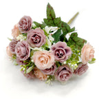 Bouquet de 15 roses artificielles en polyester, 30 cm, décoration intérieure et mariage