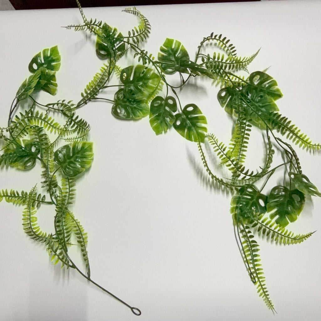 Plante artificielle suspendue Monstera deliciosa 180 cm, décoration murale élégante, intérieur/extérieur, sans entretien - idéal mariage, boutique, terrasse