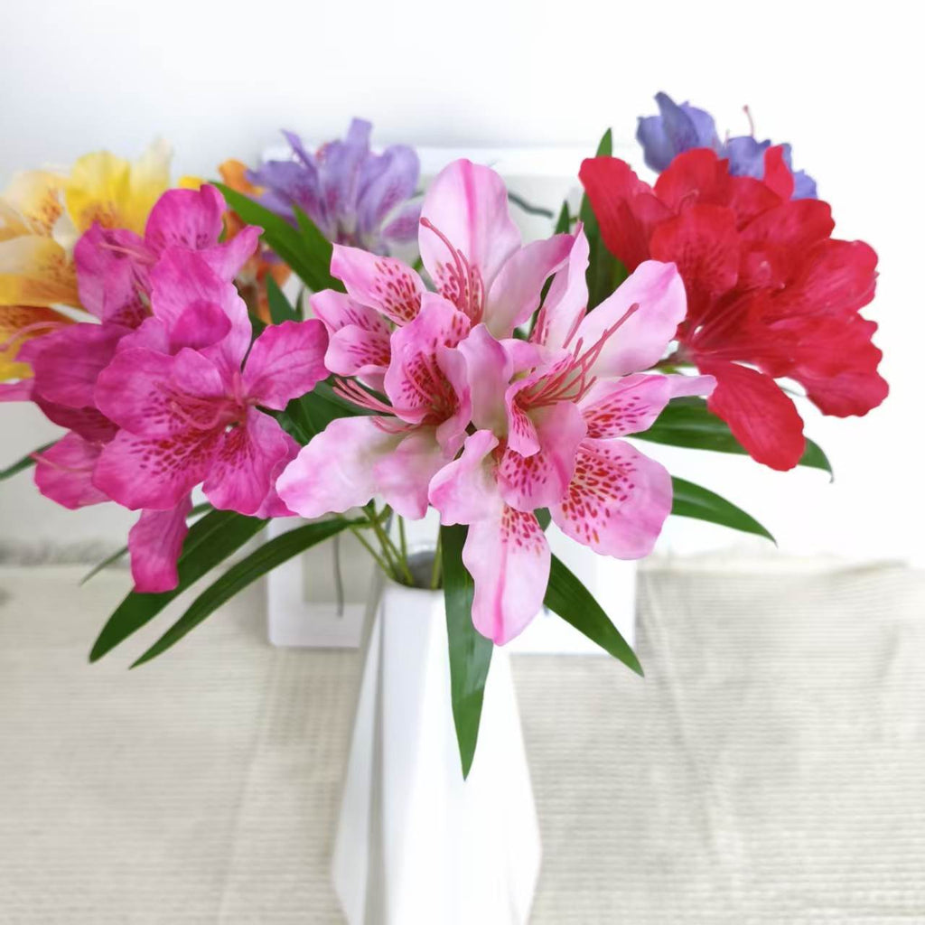 Fleur artificielle Rhododendron, 3 fleurs sur une tige de 70 cm, tissu polyester soyeux, décoration intérieure