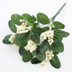 Décoration florale artificielle en feuilles d'eucalyptus et fruits rouges, 27 cm, pour mariage, maison, boutique