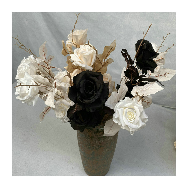 Rose artificielle Alice, tige unique avec 2 fleurs, 80 cm, tissu soyeux, décoration de mariage et maison