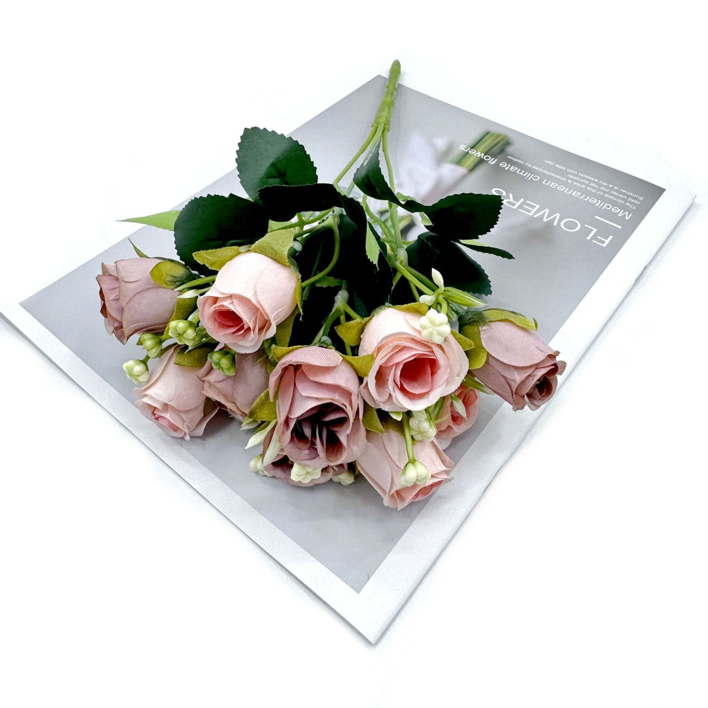 Bouquet de 10 Roses Artificielles en Plastique, 30 cm, Décoration Intérieure Moderne