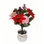 Bouquet de Poinsettia Artificiel, 30 cm, Décoration de Noël, PVC et Tissu Polyester
