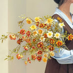 Fleur artificielle Marguerite, tige unique avec 9 fleurs, 84 cm, style rétro, polyester soyeux, décoration intérieure