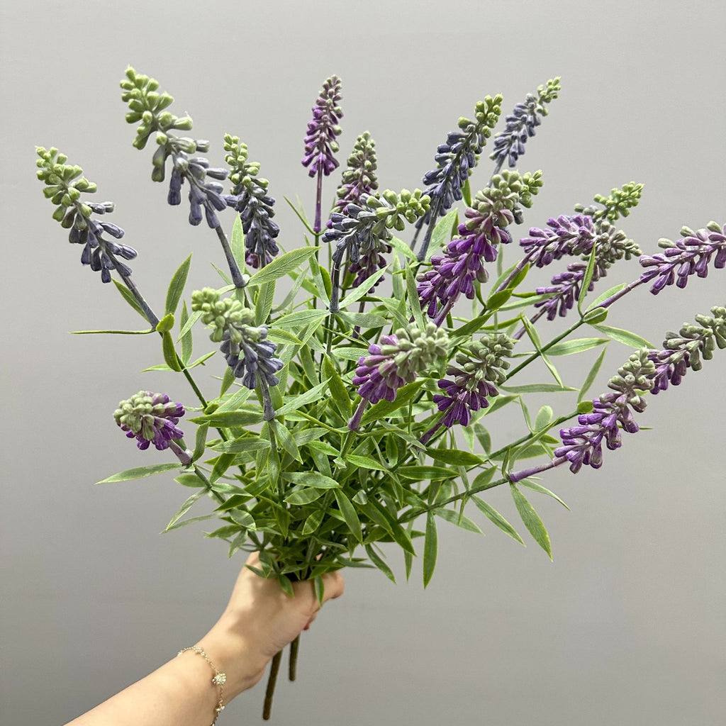 Bouquet de fleurs artificielles en plastique, lavande et jacinthe, 48 cm, décoration intérieure, mariage, événements