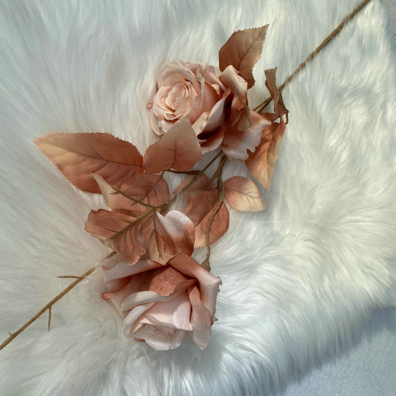 Rose artificielle Alice, tige unique avec 2 fleurs, 80 cm, tissu soyeux, décoration de mariage et maison