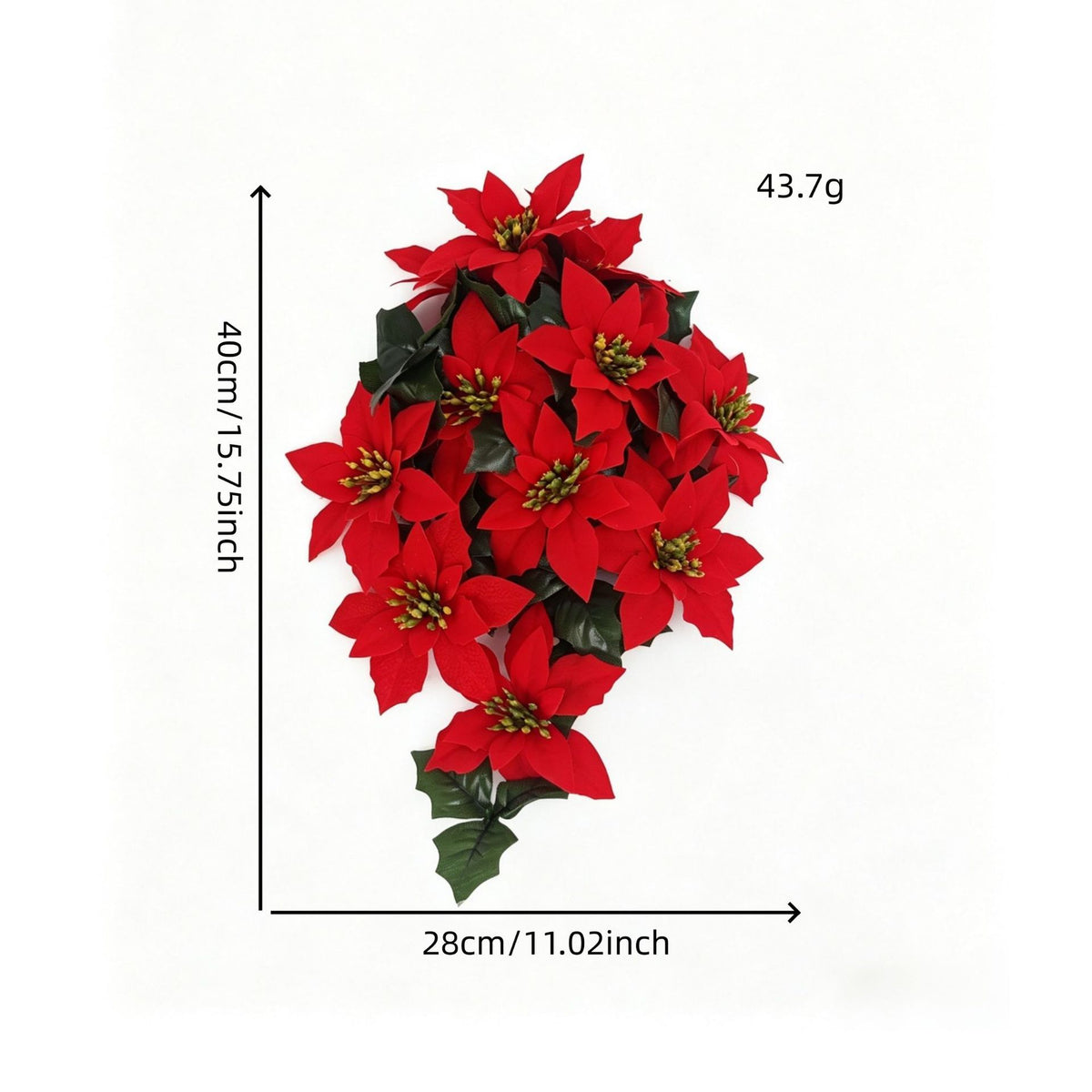 Guirlande de 11 poinsettias artificiels, 40 cm, déco Noël et mariage, intérieur