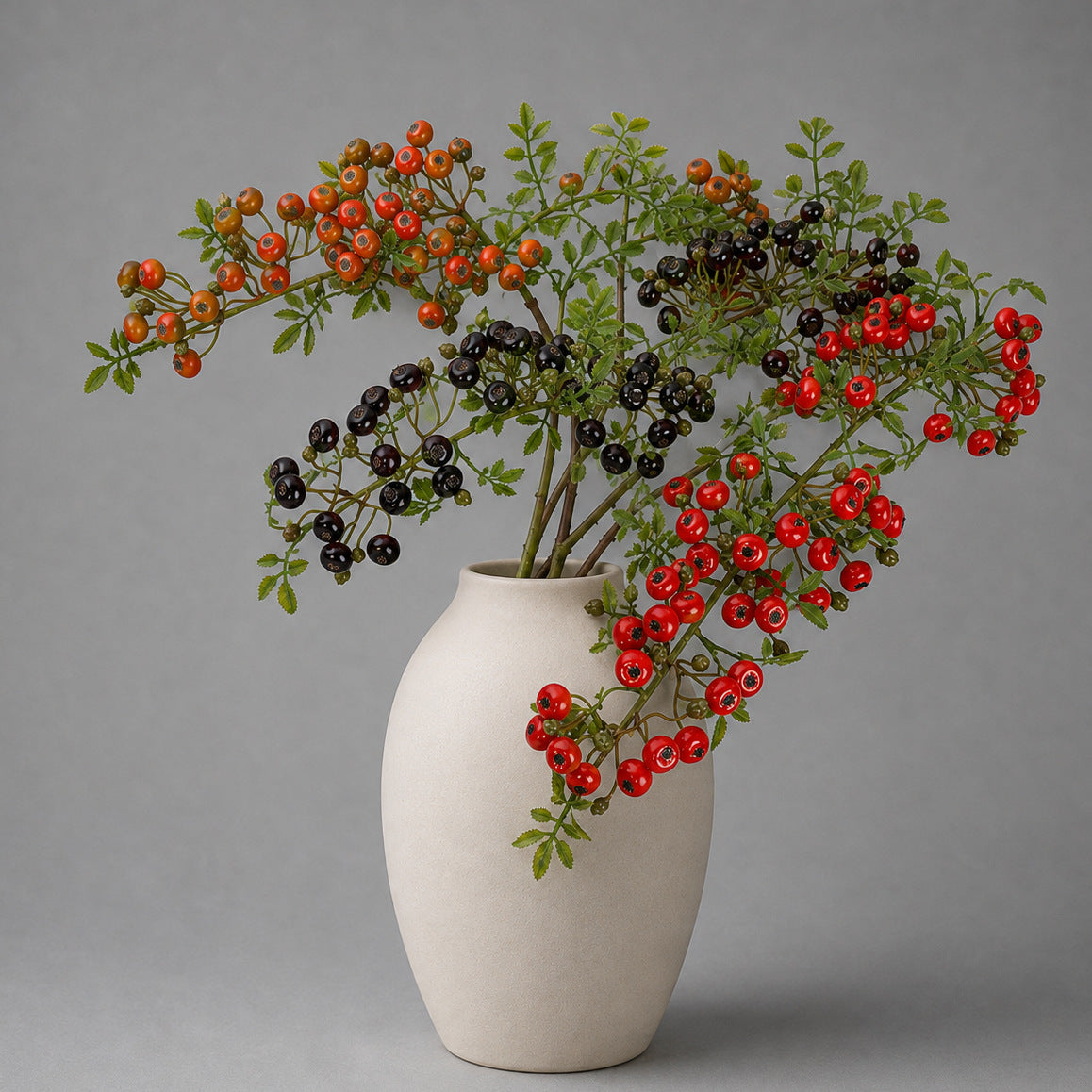 Bouquet de baies artificielles, 87 cm, décoration intérieure élégante, style campagne