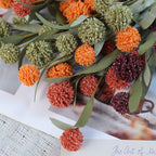 Fleurs artificielles rétro Chrysanthème pompon, bouquet de 6 têtes de 4 cm, 42 cm de haut, soie polyester, décoration d'intérieur et mariage