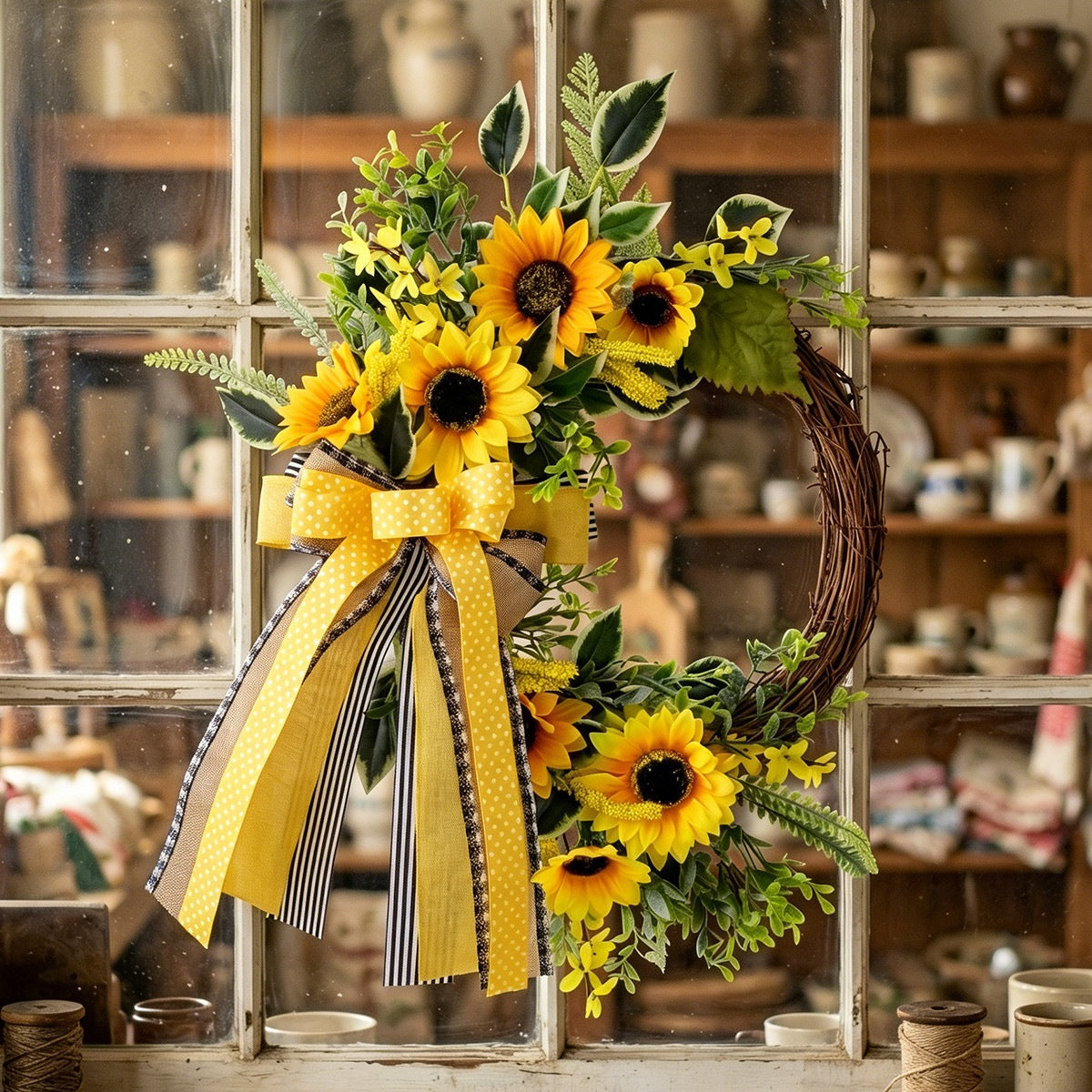 Guirlande de tournesols artificiels 45 cm, décoration automnale pour porte, mariage, fête, intérieur et extérieur