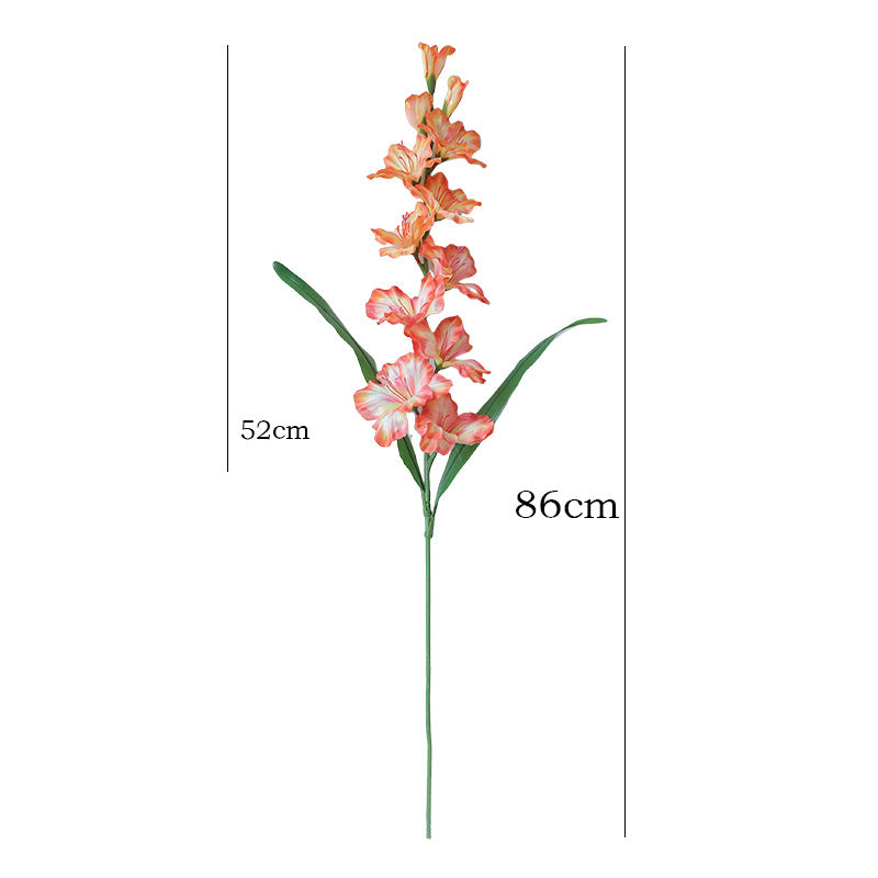 Fleur artificielle Glaïeul, tige unique avec 12 fleurs, 86 cm, tissu soyeux, pour mariages et décoration intérieure