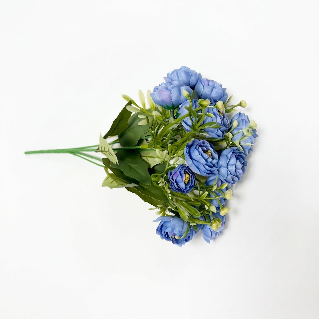 Bouquet de roses artificielles en tissu soyeux, 15 fleurs, 34 cm, décoration intérieure, mariage