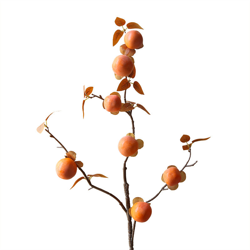 Branche artificielle de kakis d'automne, décoration d'intérieur, 66 cm, style rétro, pour maison, hôtels et vitrines