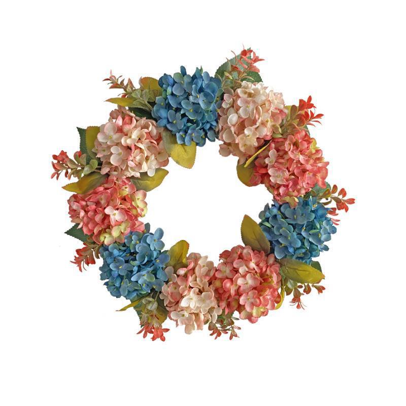 Guirlande de fleurs d'hortensias bleus et roses artificiels, 40 cm, décoration intérieure, mariage, événements, style moderne et champêtre