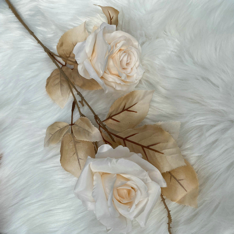 Rose artificielle Alice, tige unique avec 2 fleurs, 80 cm, tissu soyeux, décoration de mariage et maison