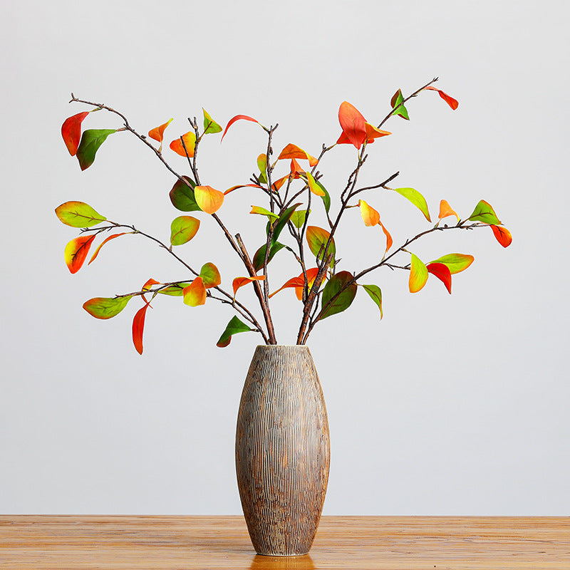 Branche de feuilles de kaki en soie artificielle, longueur 93 cm, décoration intérieure, style campagne