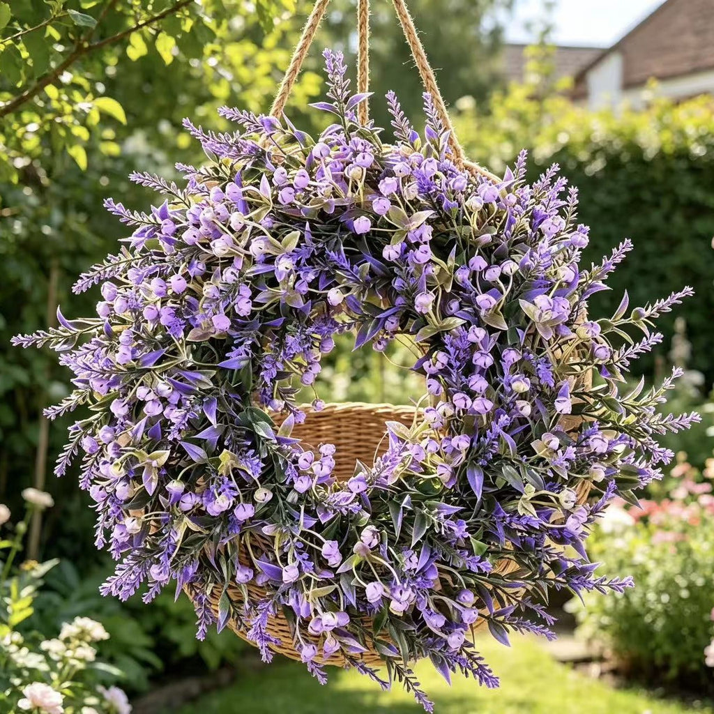 Couronne artificielle de gypsophile et lavande, 30 cm, décoration intérieure, mariage, bureau