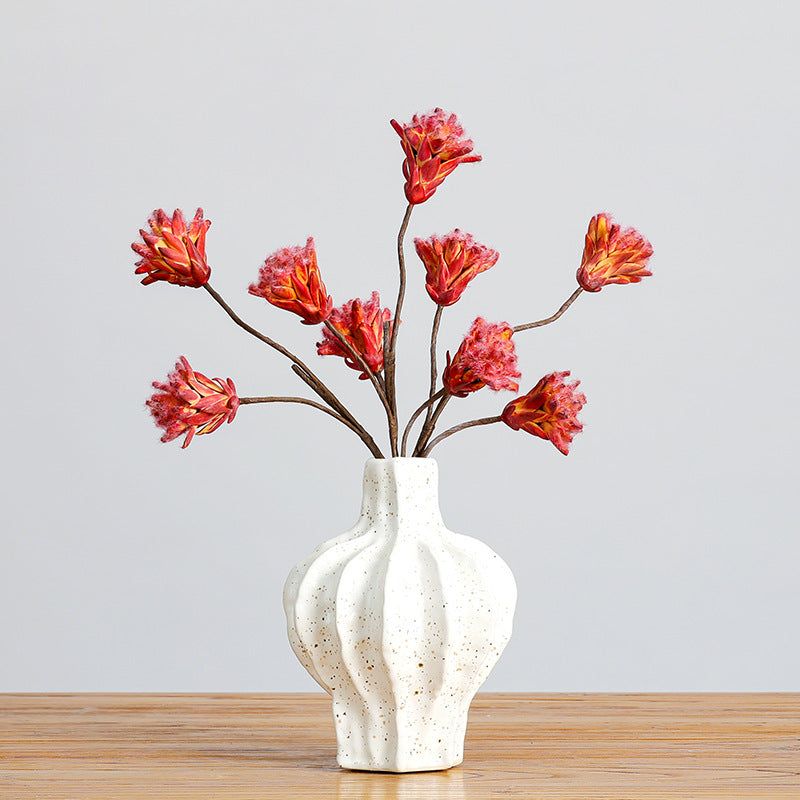 Fleur séchée Protea Cynaroides à tige unique, 44 cm, décoration intérieure élégante
