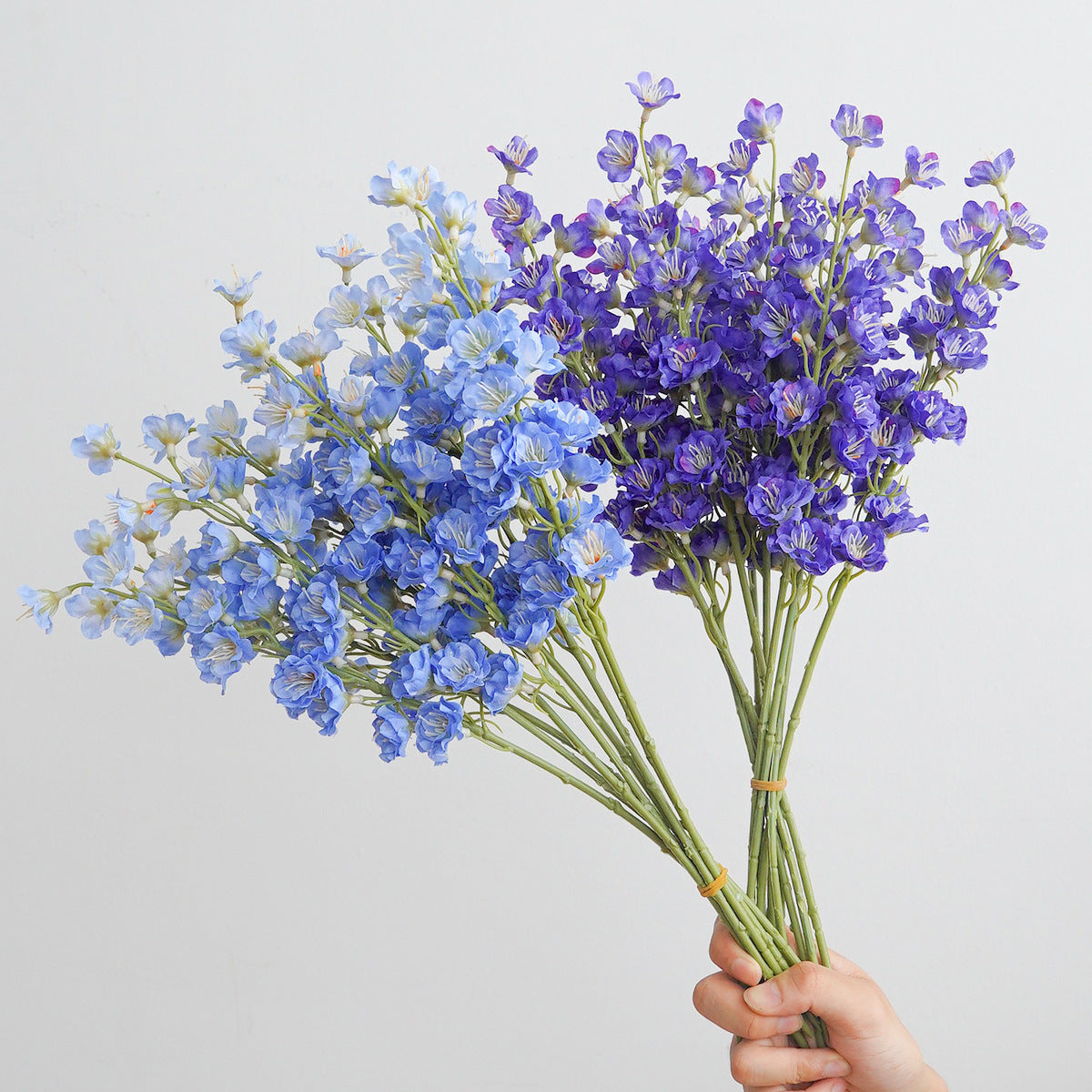 Fleur artificielle en tissu soyeux, 41 cm, tige unique avec muguet, delphinium et jacinthe, décoration intérieure et extérieure