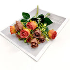 Bouquet de 10 Roses Artificielles en Plastique, 30 cm, Décoration Intérieure Moderne
