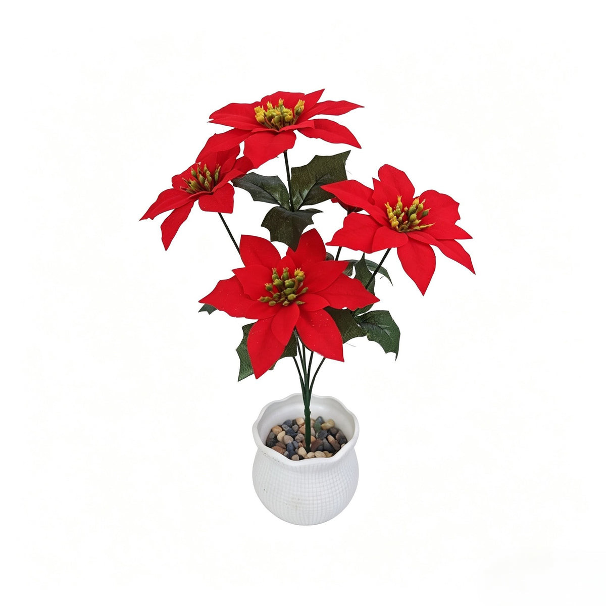 Fleur artificielle Poinsettia 5 têtes, 39 cm, décoration de Noël et mariage, intérieur élégant
