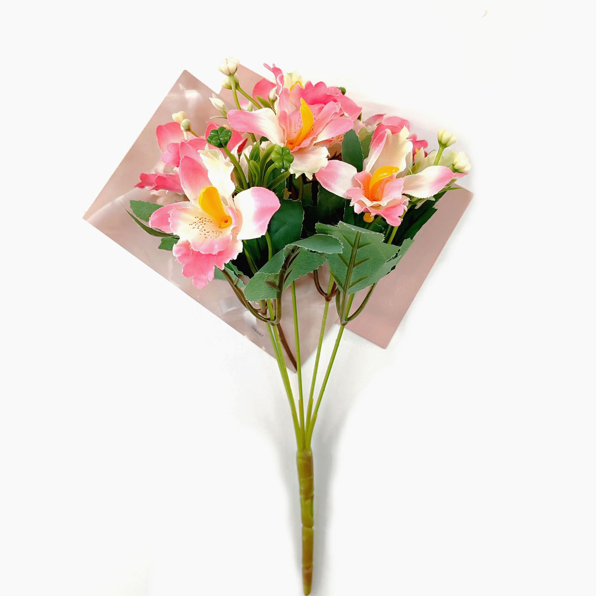 Bouquet de 10 fleurs artificielles de Cattleya, style champêtre, 30 cm, tissu soyeux, décoration intérieure