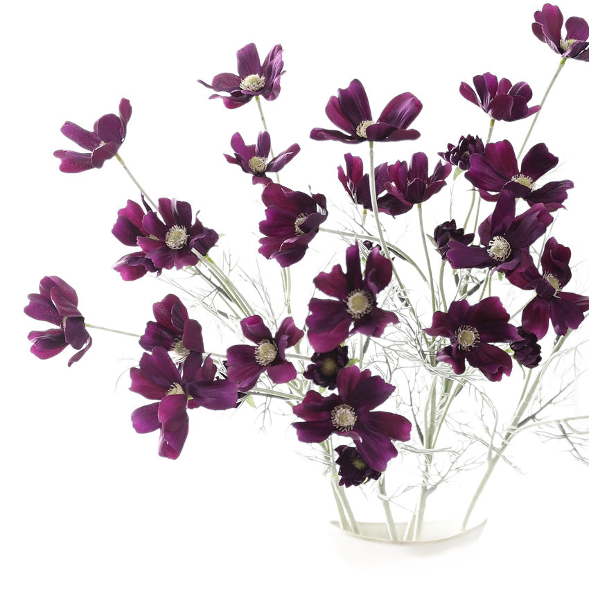 Fleurs artificielles Cosmos, bouquet de 6 tiges en soie polyester, 60 cm, décoration intérieure élégante